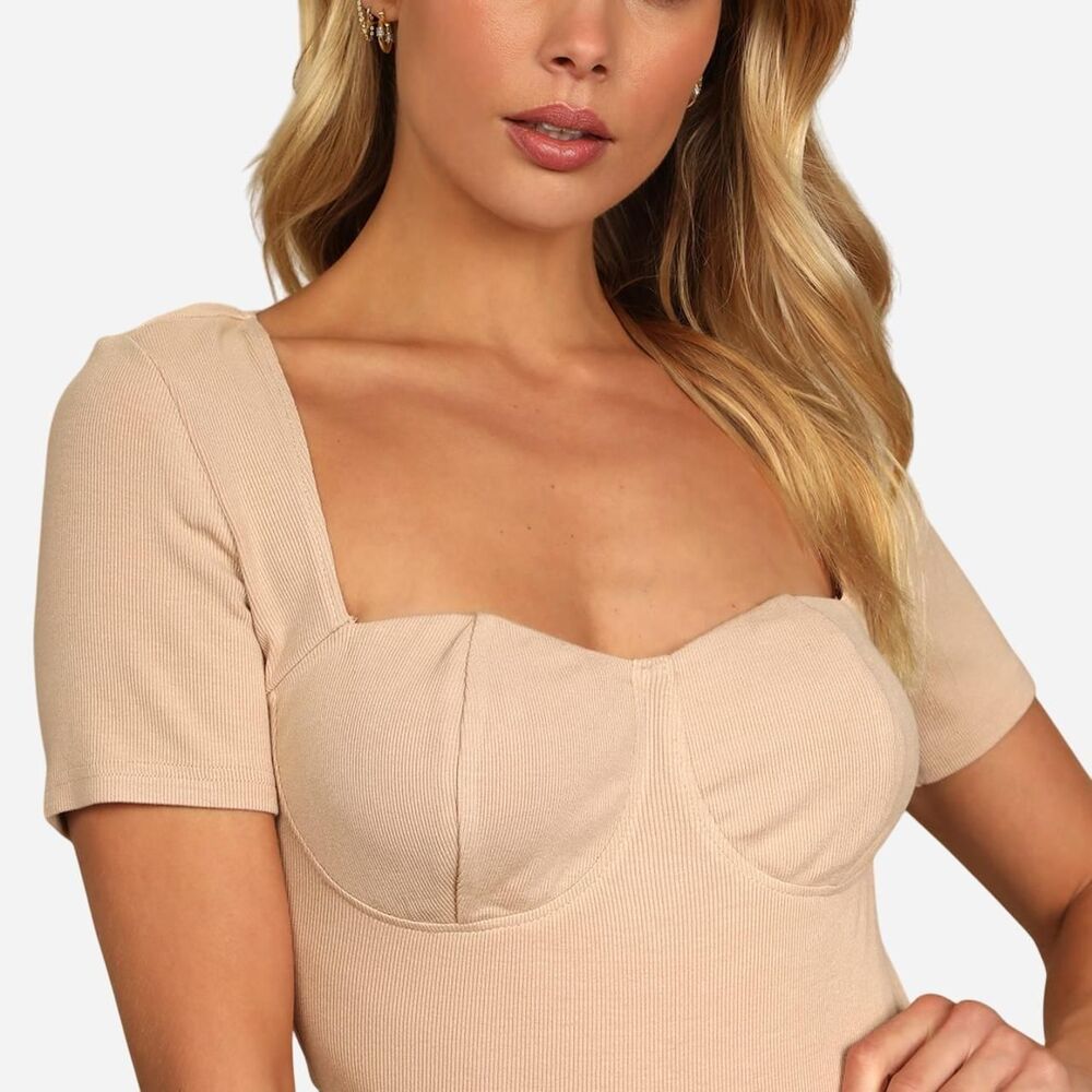 Lulus Women's Cream and Tan Blouse